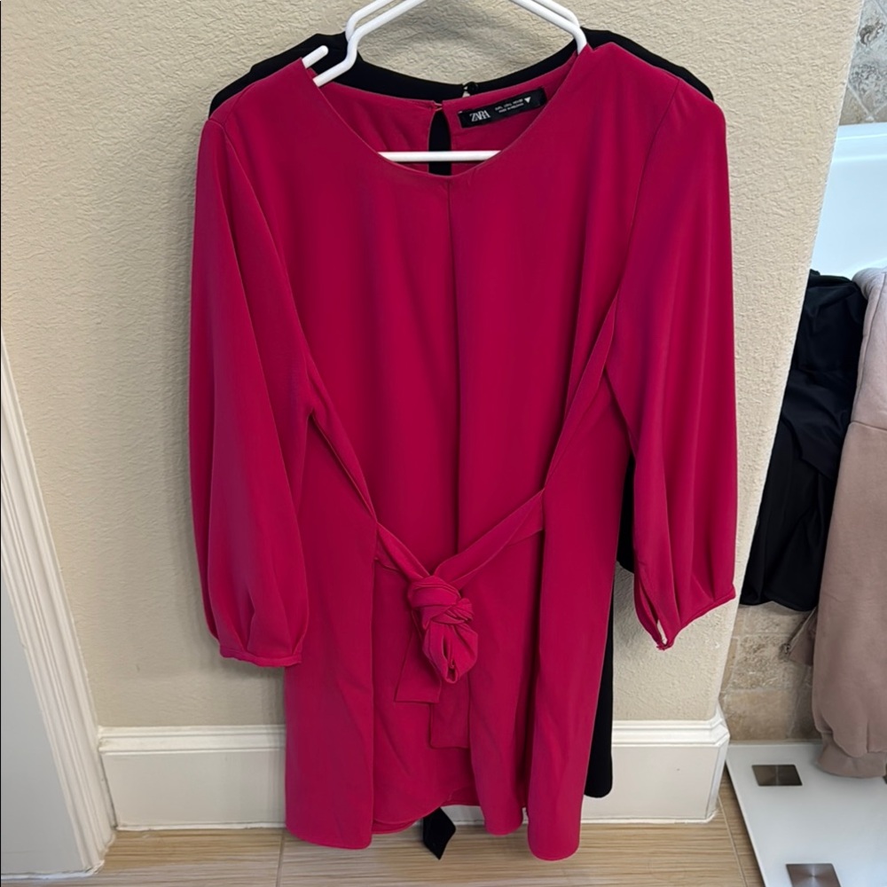Zara Hot Pink Long Sleeve Dress